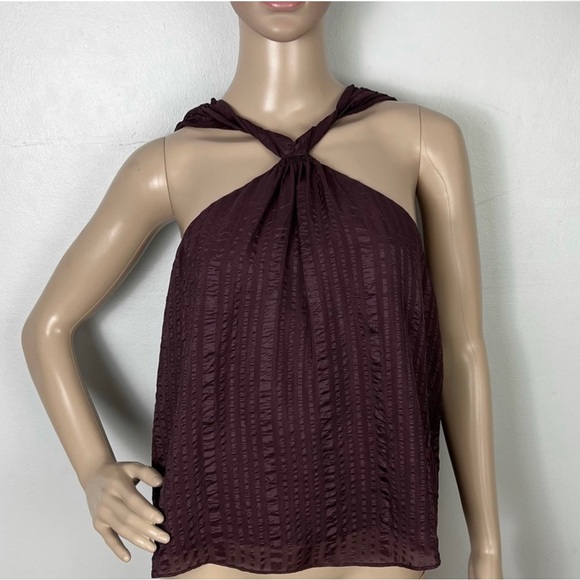 NEW FRAME PURPLE TEXTURED SILK HALTER TOP - Picture 2 of 9